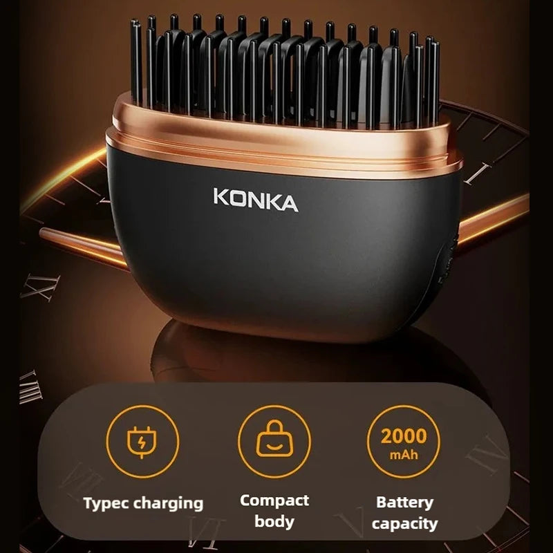 Portable Electric Hot Comb Anti-Scalding Styling Tool Mini Negative Ions Hot Comb Hair Styling Tool Hair Comb For Travel Use